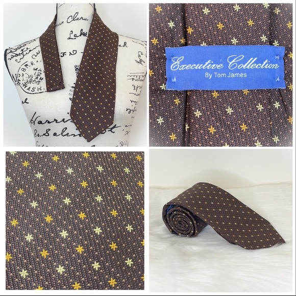 😎Executive Collection by Tom James Brown Silk Tie😎 - Picture 1 of 10